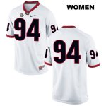 Women's Georgia Bulldogs NCAA #94 Michael Barnett Nike Stitched White Authentic No Name College Football Jersey YXQ1754BC